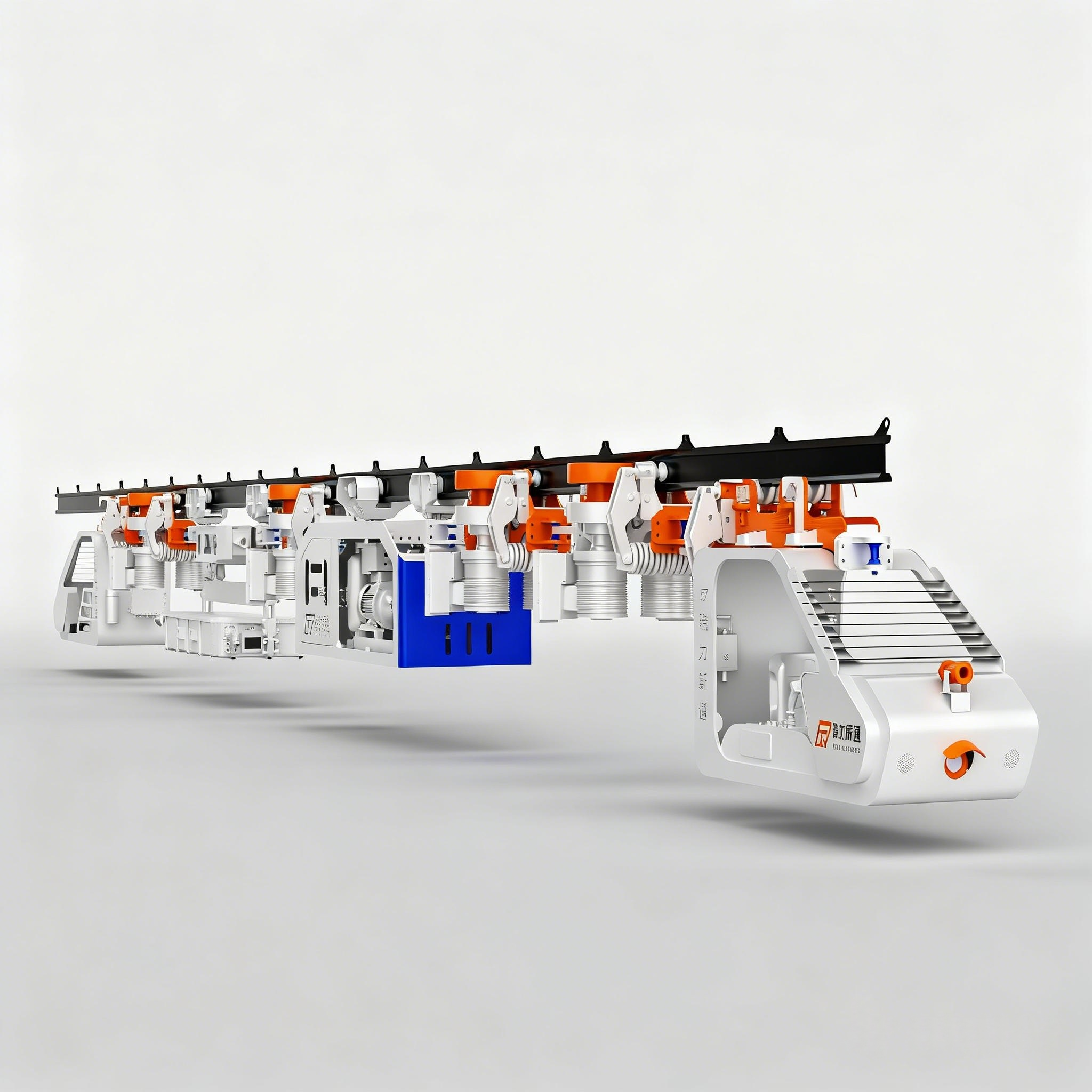 Lithium battery-powered suspended monorail transport locomotive
